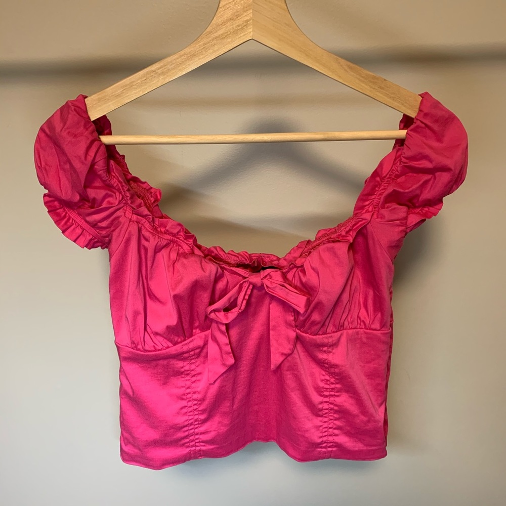 Puff sleeve Bardot top